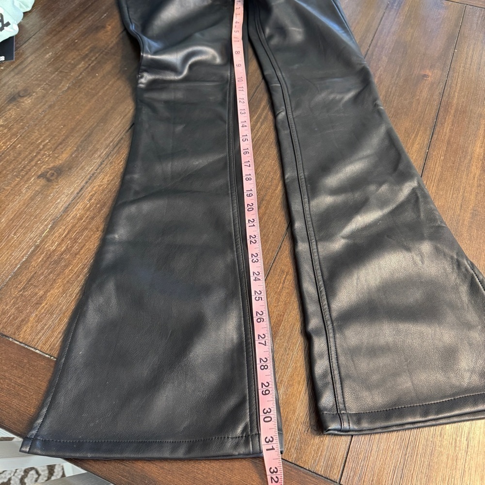 We The Free Faux Leather Pants Black High Rise Straight Leg Size 28 Fits 26 - Picture 12 of 15